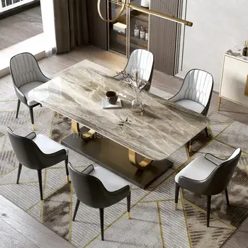 Обеденный стол итальянского классического дизайна, Модный обеденный стол и стулья в скандинавском стиле, бытовая мебель для гостиной GY50CZ
