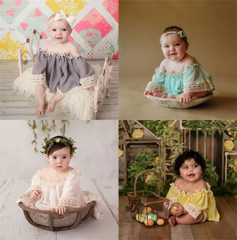 Одежда для маленьких девочек, реквизит для фотосъемки новорожденных, платье без бретелек, кружевная юбка с цветочным узором на плечах, аксессуары для костюмов для фотосессии