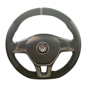 Оплетка Крышки Рулевого Колеса Автомобиля Из Противоскользящей Замши Для Volkswagen VW Nieuwe Polo jetta Passat B8 Golf 7 Mk7 Автомобильные Аксессуары