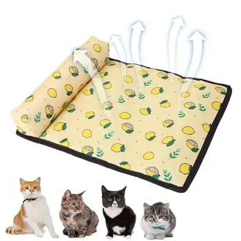 Охлаждающий коврик для собак, ледяной шелк, Дышащая Летняя Спальная кровать с подушкой, Мягкая кровать для путешествий, повседневная жизнь, Летний коврик для кошек, диваны-кровати