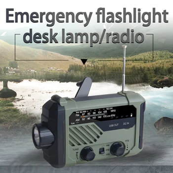 Перезаряжаемый USB-фонарик Lanterna, походная лампа, Многофункциональный ручной фонарь, FM / AM радиопередача, солнечный свет, Платный свет
