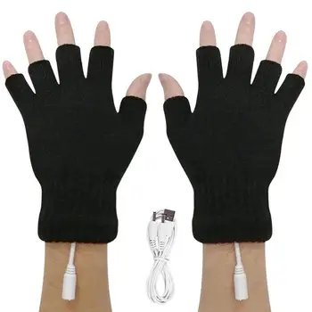 Перчатки с электрическим подогревом от USB, зимние теплые перчатки с подогревом от USB, без пальцев, перезаряжаемые, водонепроницаемые для бега, езды на велосипеде, катания на лыжах