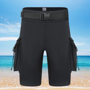 Плавки для серфинга 3 мм с карманами, штаны для подводного плавания унисекс, сохраняющие тепло, пряжка с D-образным кольцом, отверстие для утечки снаряжения для дайвинга, аксессуары