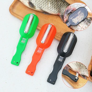 Пластиковая щетка для рыбацких чешуек 2 В 1, встроенный рыборез, Быстросъемный нож для рыбы, Скребок для чистки чешуи, щетка для чистки рыбьей кожи