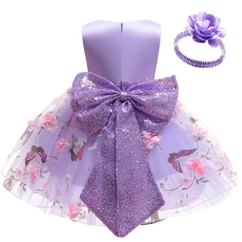 Платье с цветочной бабочкой для маленьких девочек 1, 2, 3, 4, 5 лет, летнее платье принцессы с сетчатой вышивкой, подарок для Рождественской вечеринки, детская одежда