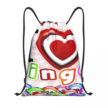 Пользовательские сумки I Love Bingo на шнурке для мужчин и женщин, легкий рюкзак для хранения в спортивном зале