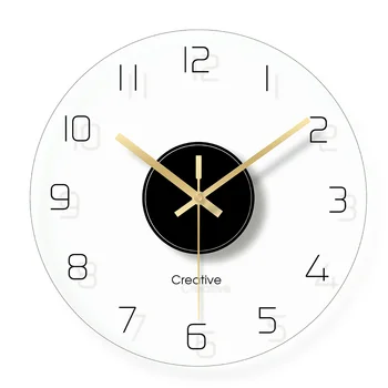 Простые Стеклянные настенные часы в скандинавском стиле, Гостиная, Немой Кварцевый Подвесной часы, Современный дизайн Домашнего декора