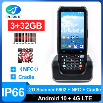 Прочный терминал Android PDA, 1D 2D сканер штрих-кода, 4G WiFi, GPS, Bluetooth, NFC, портативное устройство для сбора данных с подставки для зарядки.