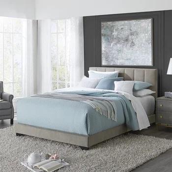 Прошитая швом мягкая двуспальная кровать, платиново-серая, от Hillsdale Living Essentials Мебель для спальни с двумя односпальными кроватями