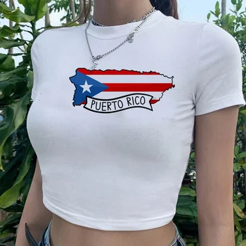 Пуэрто-Рико винтаж yk2 2000-х укороченный топ Женская милая уличная одежда корейская мода 90-х укороченная футболка