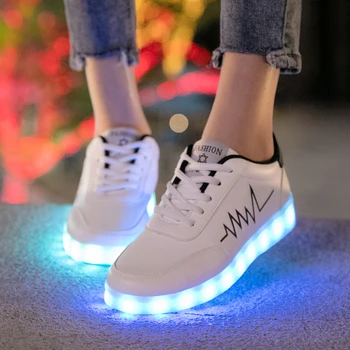 Размер 34-46 USB Зарядное устройство Светящиеся кроссовки Детская Повседневная обувь со светодиодной подсветкой Для мальчиков Светодиодные Тапочки Светящиеся Кроссовки для девочек Свадебные туфли
