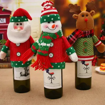 Рождественская крышка для бутылки вина, чехол для бутылки Санта-Клауса в виде снеговика тонкой работы для праздничного украшения