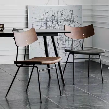 Роскошные Обеденные стулья в Скандинавском стиле, Домашняя Небольшая квартира, Кованые Стулья для столовой, Современное кафе, обеденный стул с ретро спинкой.