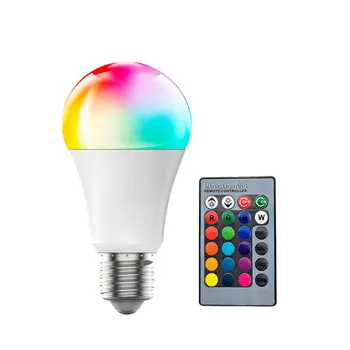 Светодиодная цветная лампочка Красочная лампа дистанционного управления, изменяющая цвет RGB, Глобус с резьбовым отверстием E27, затемняющий внутреннее освещение, Маленькая ночная лампа