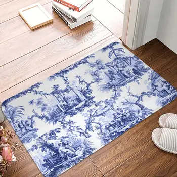 Синий и белый Delft Chinoiserie Toile Doormat Нескользящий коврик для ванной, кухонный коврик, коврик для пола в гостиной, входной ковер, коврик