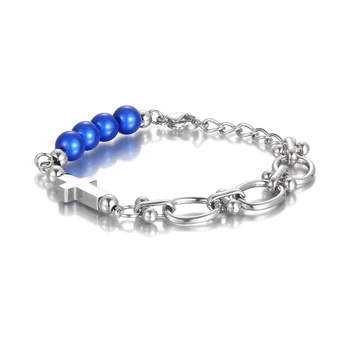 Синяя светоотражающая цепочка из нержавеющей стали с перекрестным сращиванием Модный ювелирный браслет в стиле хип-хоп для мужчин и женщин
