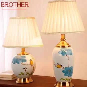 Современная керамическая настольная лампа BROTHER LED, простой китайский креативный Прикроватный светильник для дома, гостиной, спальни
