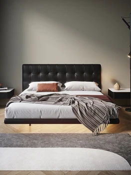 Современная мебель для спальни Для хранения интерфейса двуспальной кровати и выдвижных ящиков Тканевое изголовье деревянных кроватей