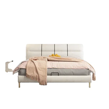 Современная роскошная мебель для спальни, кровать для спальни, Белая кожаная кровать, мебель для дома, спальный гарнитур стандартного размера