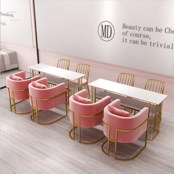 Современный двойной маникюрный стол и набор стульев Nordic Одинарные и двойные маникюрные столы для салона красоты Профессиональный маникюрный стол desk Z