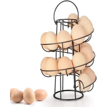 Спиральный диспенсер для яиц, многофункциональный кухонный стеллаж для хранения, органайзер, спиральный дизайн, металлический держатель для яиц, стойка