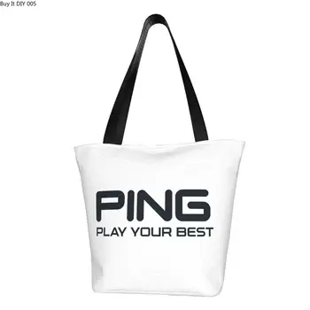 Сумка-тоут с логотипом гольфа с кавайной печатью, холщовая сумка-шоппер из переработанного материала