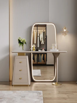 Туалетный столик в спальне с зеркалом в полный рост, шкаф для хранения высококачественных светильников, роскошная каменная доска, столик для макияжа