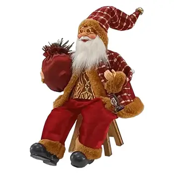 Украшения для сидящего Санта-Клауса, 13,8-дюймовые Рождественские Плюшевые куклы, украшения, Рождественские Статуэтки, стол, камин, декор для дома