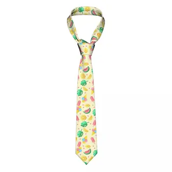 Фруктово-лимонный галстук Унисекс, тонкий полиэстер, 8 см, классический Желтый летний галстук для мужской повседневной носки, галстук-вечеринка