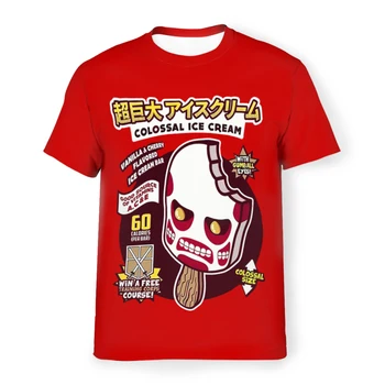 Футболка из полиэстера в стиле Colosso Ice Cream Attack On Titan, удобная тонкая футболка в стиле хип-хоп с коротким рукавом