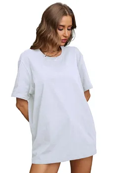 Хлопковая свободная черно-белая футболка с короткими рукавами в виде маленькой маргаритки, белая