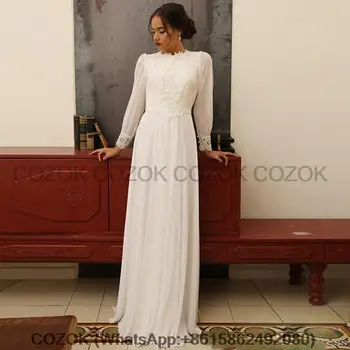 Элегантное Свадебное платье в стиле Бохо 2023 С длинными рукавами и высоким вырезом Винтажное Свадебное платье С кружевными аппликациями Vestido De Noiva
